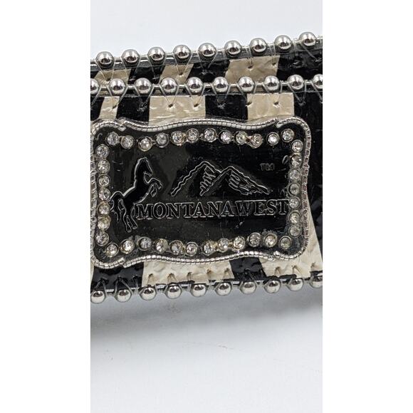 Montana West Women's Western Rhinestone Cowgirl Belt Zebra Print Size 36 Genuine - Picture 4 of 14